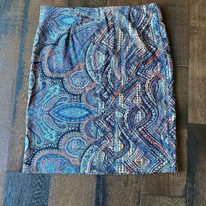 J Jill paisley womens straight stretchy pencil skirt size XS office business wor